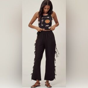 Lisa Says Gah Evelyn Tencel-Blend Tie Pants